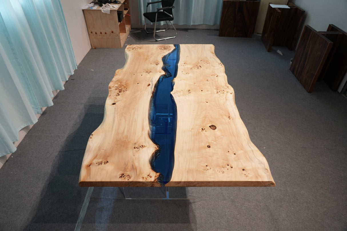 In Stock Poplar Blue Epoxy Resin Dining Table – 72" × 36"