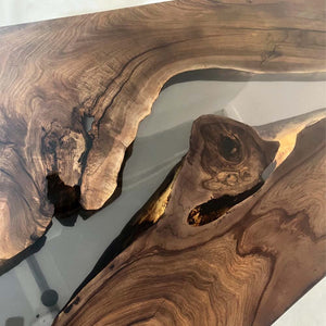 Elite Artistic Black Walnut Dining & Conference Table with Clear Black Resin ECT - 222 - Elitecustomtable
