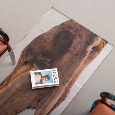 Elite Artistic Black Walnut Dining Table in Transparent Resin ECT - 226 - Elitecustomtable