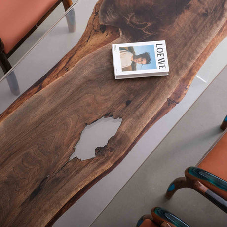 Elite Artistic Black Walnut Dining Table in Transparent Resin ECT - 226 - Elitecustomtable