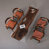 Elite Artistic Black Walnut Dining Table in Transparent Resin ECT - 226 - Elitecustomtable