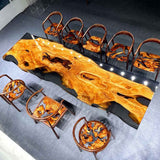 Elite Artistic Olive Wood & Transparent Black - Gray Epoxy Resin Dining Table ECT - 153 - Elitecustomtable