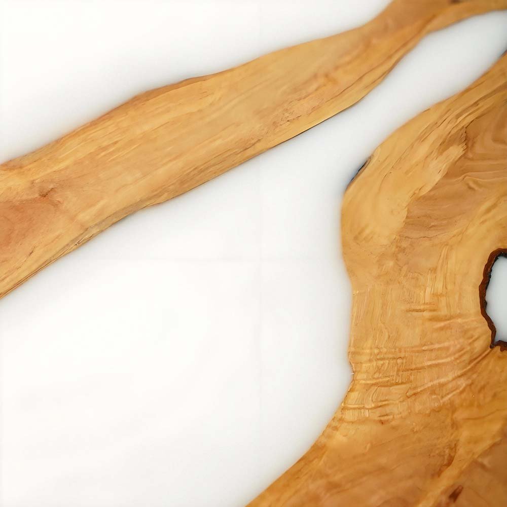 Elite Artistic Walnut Wood & Pure White Epoxy Resin Dining Table ECT - 80 - Elitecustomtable