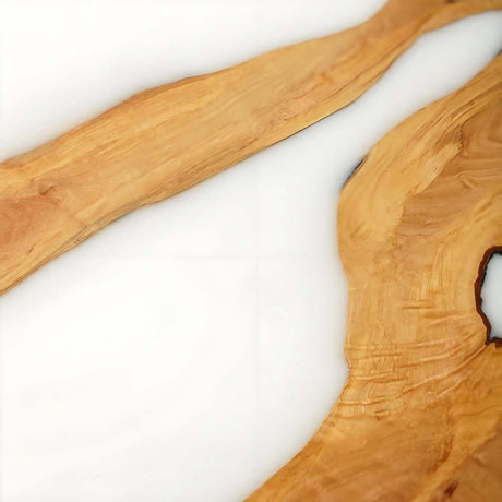 Elite Artistic Walnut Wood & Pure White Epoxy Resin Dining Table ECT - 80 - Elitecustomtable