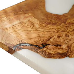 Elite Artistic Walnut Wood & Pure White Epoxy Resin Dining Table ECT - 80 - Elitecustomtable