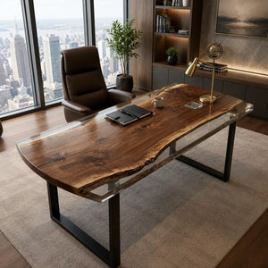 Elite Bevel Edge Custom Walnut Epoxy Office Table ECT-40 - Elitecustomtable