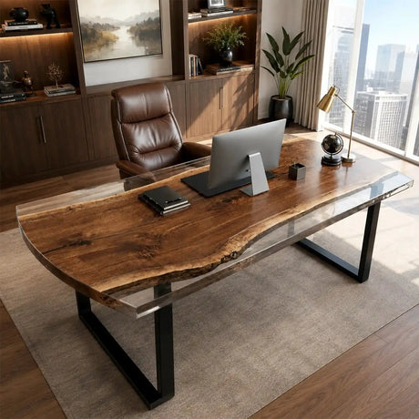 Elite Bevel Edge Custom Walnut Epoxy Office Table ECT-40 - Elitecustomtable