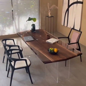 Elite Bevel Edge Custom Walnut Epoxy Office Table ECT - 40 - Elitecustomtable