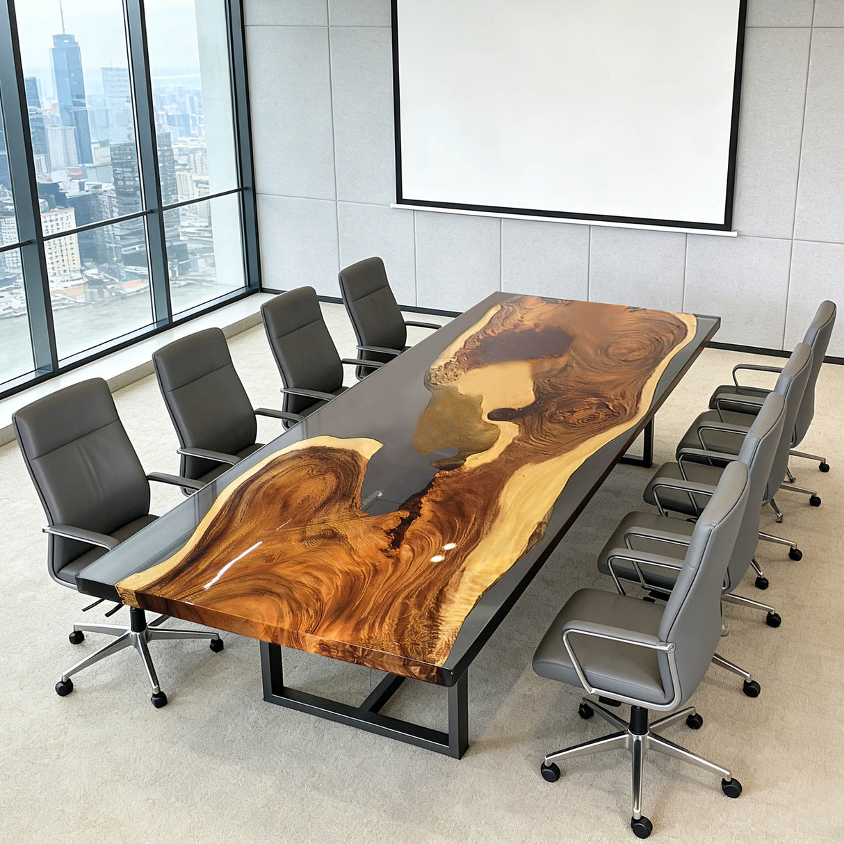 Elite Black resin Walnut Straight Edge Conference Table ECT - 281 - Elitecustomtable