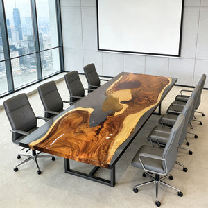 Elite Black resin Walnut Straight Edge Conference Table ECT - 281 - Elitecustomtable