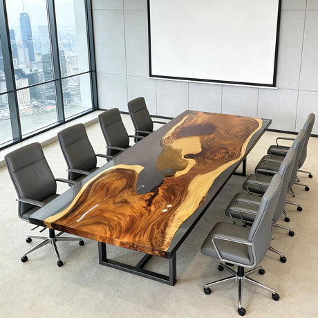 Elite Black resin Walnut Straight Edge Conference Table ECT - 281 - Elitecustomtable