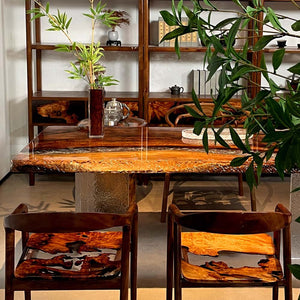 Elite Black Walnut and Clear Crystalline Epoxy Dining Table ECT - 149 - Elitecustomtable