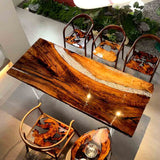 Elite Black Walnut and Clear Crystalline Epoxy Dining Table ECT - 149 - Elitecustomtable