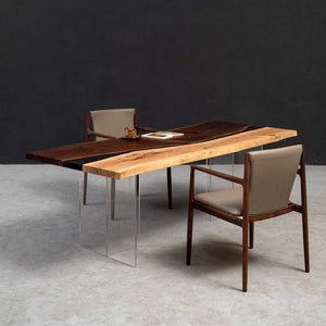 Elite Black Walnut & Ash Wood Dining Table with Black Epoxy River ECT - 08 - Elitecustomtable