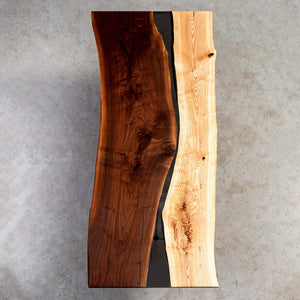 Elite Black Walnut & Ash Wood Dining Table with Black Epoxy River ECT - 08 - Elitecustomtable