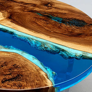 Elite Black Walnut Blue Ocean Epoxy Round Dinner Table ECT - 253 - Elitecustomtable