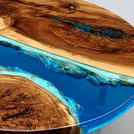 Elite Black Walnut Blue Ocean Epoxy Round Dinner Table ECT - 253 - Elitecustomtable