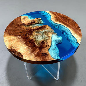 Elite Black Walnut Blue Ocean Epoxy Round Dinner Table ECT - 253 - Elitecustomtable