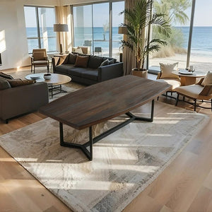 Elite Black Walnut Boat - Shaped Tapered Edge Solid Wood Coffee Table EWT - 36 - Elitecustomtable