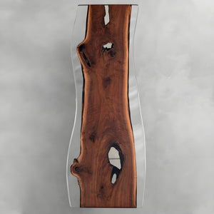 Elite Black Walnut Live - Edge Table with Clear Resin Surround 29.92"Wx99.21" L, EIT - 10 - Elitecustomtable