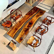 Elite Black Walnut & Transparent Black - Gray Crystal Epoxy Resin Dining Table ECT - 154 - Elitecustomtable