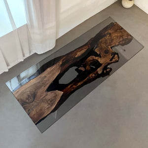 Elite Black Walnut Wood & Black - Gray Transparent Epoxy Resin Dining Table ECT - 157 - Elitecustomtable