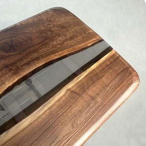 Elite Black Walnut Wood & Black - Gray Transparent Epoxy Resin Dining Table ECT - 158 - Elitecustomtable