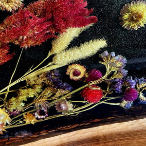 Elite Black Walnut Wood & Dried Flower/Hay Resin Rectangular Dining Table ECT - 192 - Elitecustomtable
