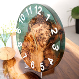 Elite Burl Wood Teal Epoxy Resin Wall Clock EWC - 01 - 16'' - Elitecustomtable