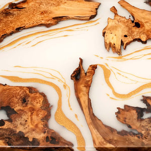 Elite Cunninghamia Wood Dining Table with Milk White Epoxy Resin ECT - 176 - Elitecustomtable