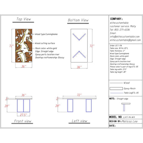 Elite Cunninghamia Wood Dining Table with Milk White Epoxy Resin ECT - 176 - Elitecustomtable