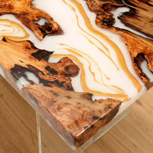 Elite Cunninghamia Wood Dining Table with Milk White Epoxy Resin ECT - 176 - Elitecustomtable