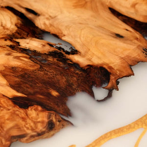 Elite Cunninghamia Wood Dining Table with Milk White Epoxy Resin ECT - 176 - Elitecustomtable