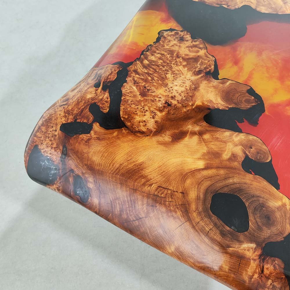 Elite Cunninghamia Wood & Flaming Gilt Epoxy Resin Dining Table ECT - 126 - Elitecustomtable