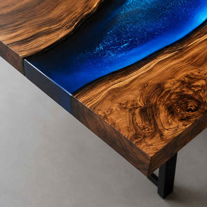 Elite Custom Black Walnut Blue Resin River Table ECT-120 - Elitecustomtable
