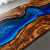 Elite Custom Black Walnut Blue Resin River Table ECT-120 - Elitecustomtable
