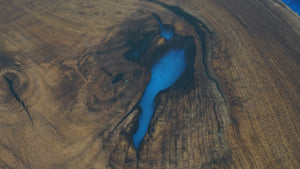 Elite Custom Black Walnut Epoxy - Resin Conference Table with Glossy Blue Epoxy ECT - 69 - Elitecustomtable