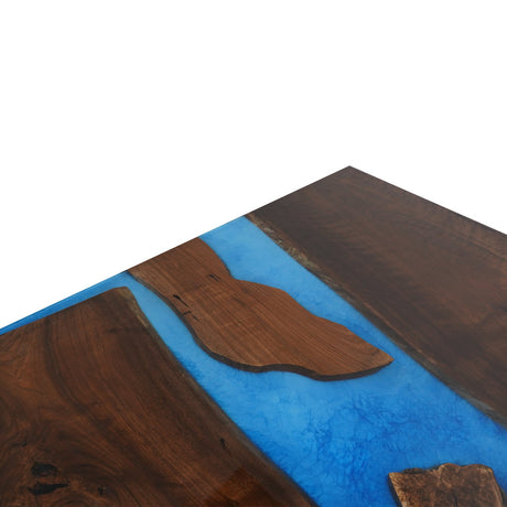 Elite Custom Black Walnut Epoxy - Resin Conference Table with Glossy Blue Epoxy ECT - 69 - Elitecustomtable