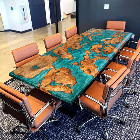 Elite Custom Cunninghamia Green Resin Wood Dining Table ECT - 83 - Elitecustomtable