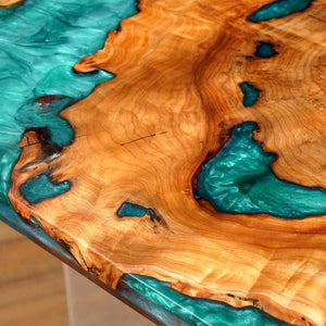 Elite Custom Cunninghamia Green Resin Wood Dining Table ECT - 83 - Elitecustomtable