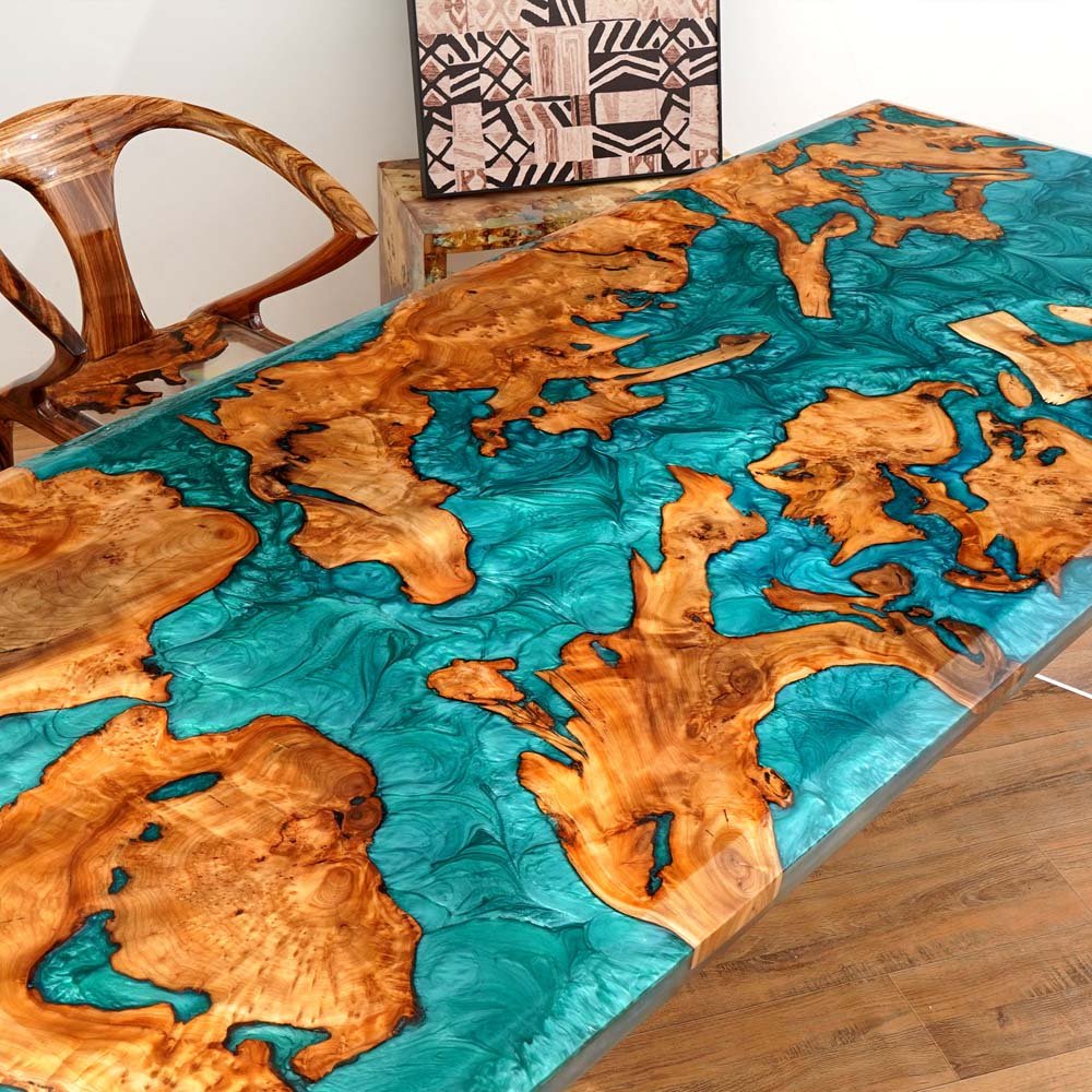 Elite Custom Cunninghamia Green Resin Wood Dining Table ECT - 83 - Elitecustomtable
