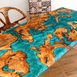 Elite Custom Cunninghamia Green Resin Wood Dining Table ECT - 83 - Elitecustomtable