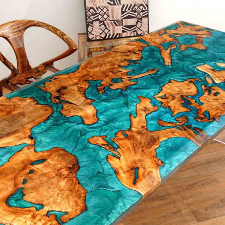 Elite Custom Cunninghamia Green Resin Wood Dining Table ECT - 83 - Elitecustomtable
