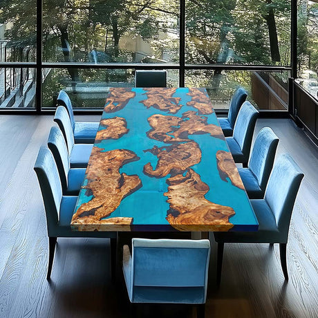 Elite Custom Cunninghamia Mississippi River Epoxy Resin Dining Table ECT - 63 - Elitecustomtable