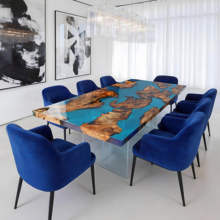 Elite Custom Cunninghamia Mississippi River Epoxy Resin Dining Table ECT-63