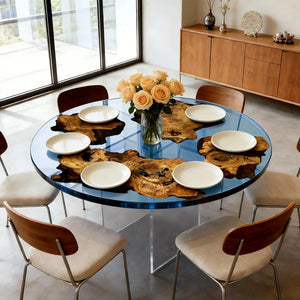 Elite Custom Golden Camphor Sapphire Epoxy Coffee Round Table ECT - 10 - Elitecustomtable