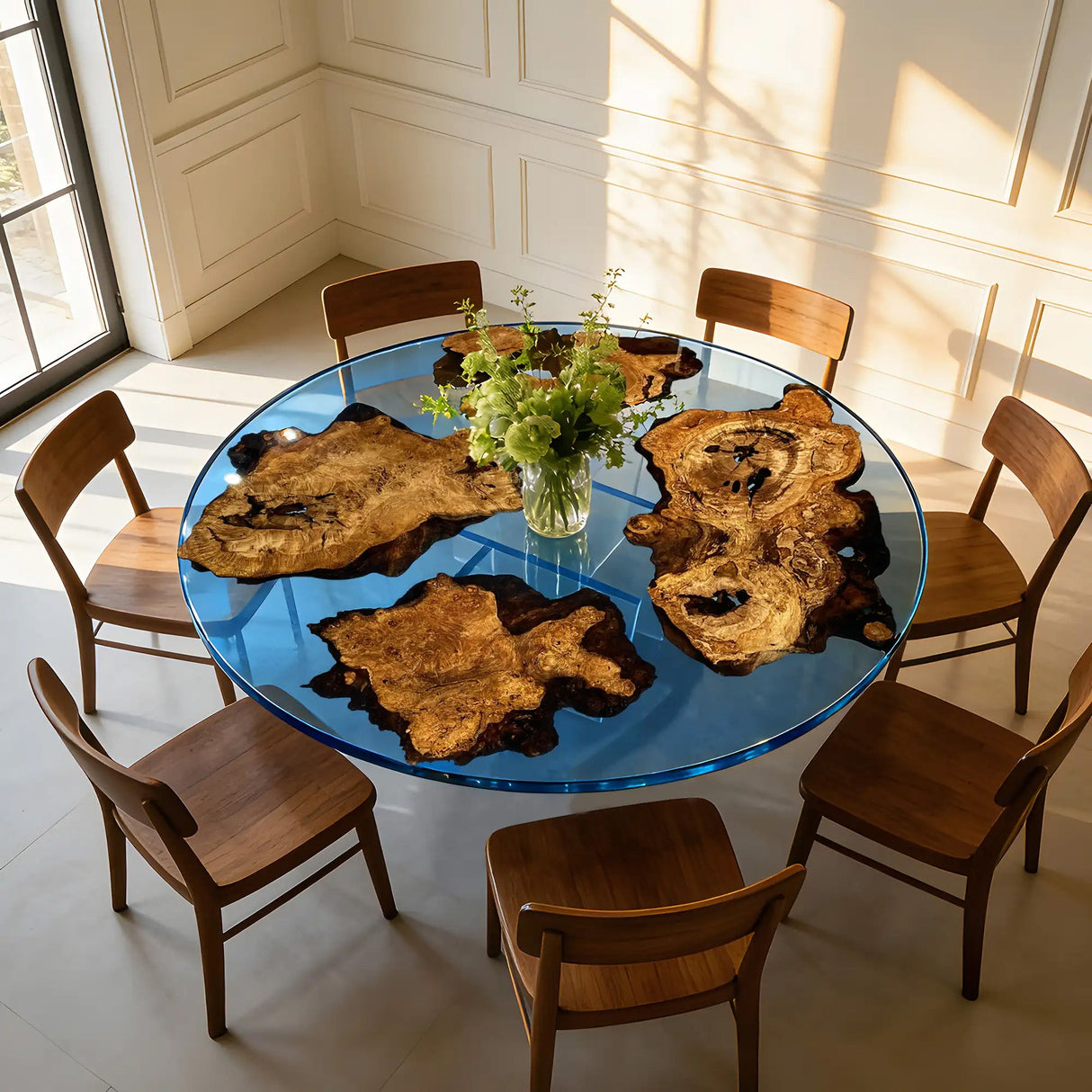 Elite Custom Golden Camphor Sapphire Epoxy Coffee Round Table ECT - 10 - Elitecustomtable