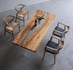 Elite Custom Live Edge Olive Clear Epoxy Resin Dining Table ECT - 21 - Elitecustomtable