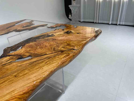 Elite Custom Live Edge Olive Wood Resin Office Table ECT-42 - Elitecustomtable