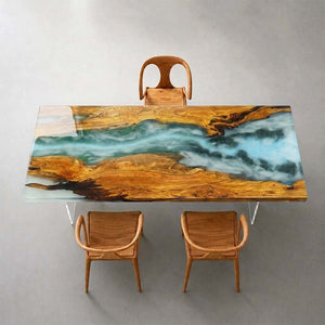 Elite Custom Misty Green Gorge Olive & Epoxy Resin Table ECT-19 - Elitecustomtable